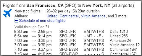 Google Flight Search